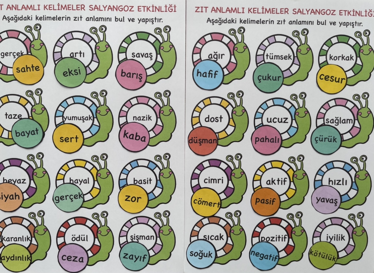 Zıt anlamlı kelimeler pano