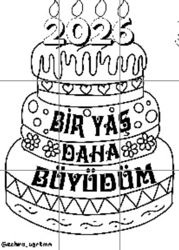 9 A4 Bir Yaş Daha Büyüdüm Pastası RENKSİZ