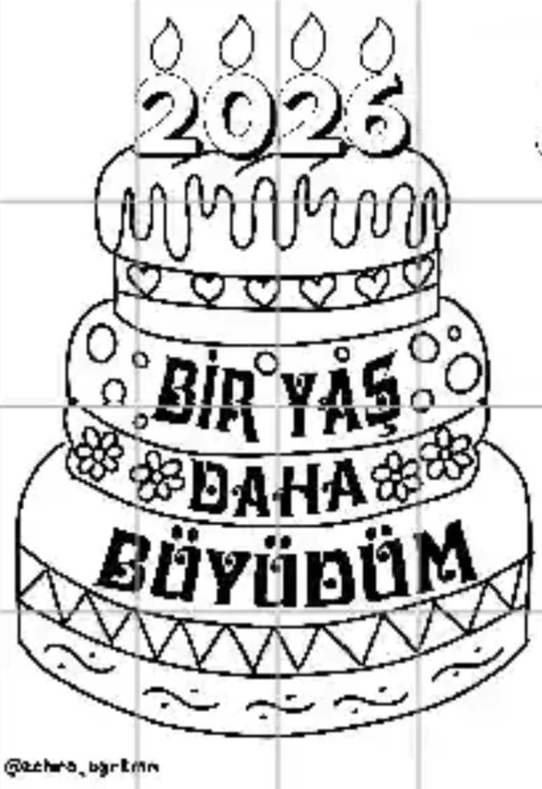 16 A4 Bir Yaş Daha Büyüdüm Pastası RENKSİZ