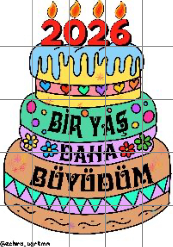 25 A4 Bir Yaş Daha Büyüdüm Pastası RENKLİ