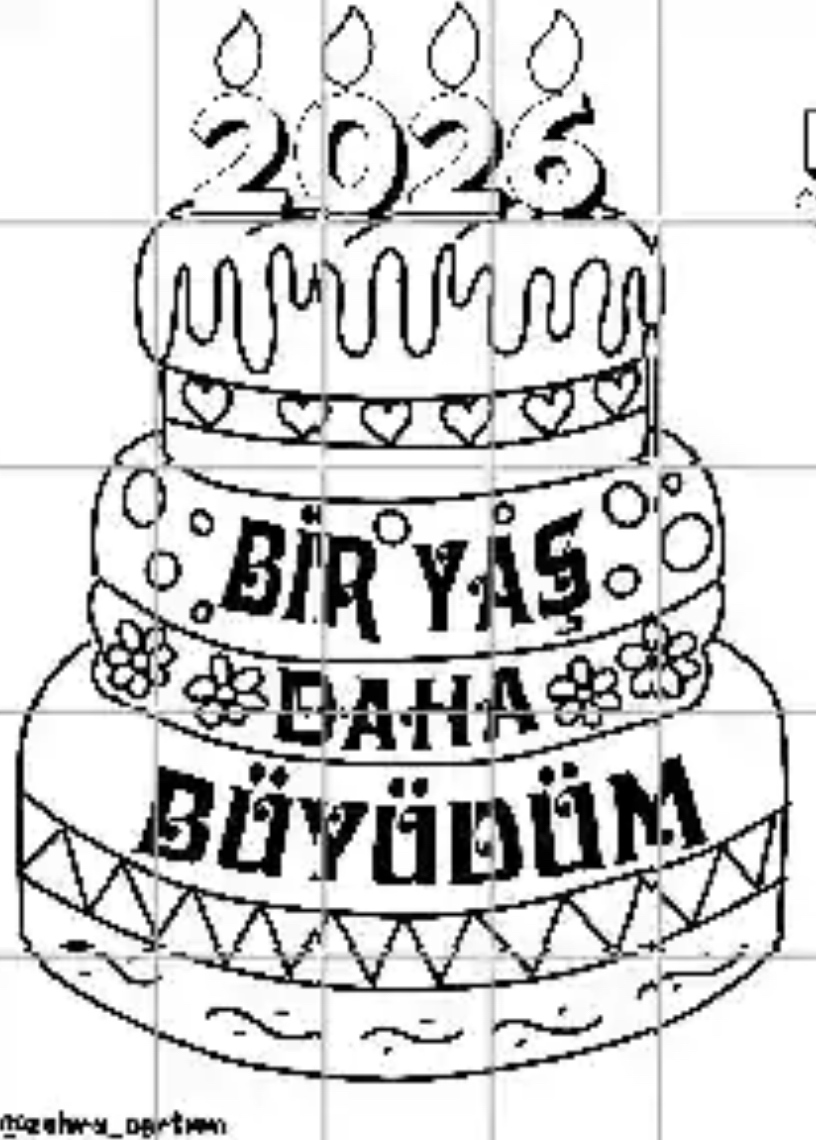 25 A4 Bir Yaş Daha Büyüdüm Pastası RENKSİZ